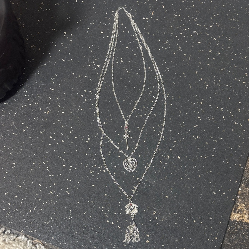 Chic Silver Heart Pendant Necklace Set